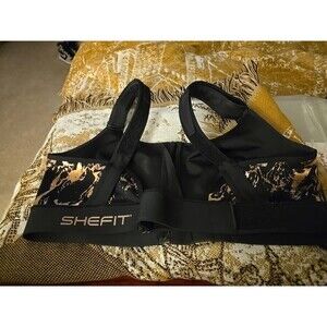 SHEFIT Sports Bra Womens Black Zip Front Activewear RN 142486